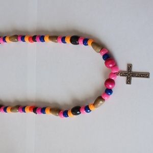 Cross & Colored Beads Necklace